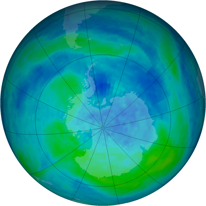 Antarctic ozone map for 09 March 1994
